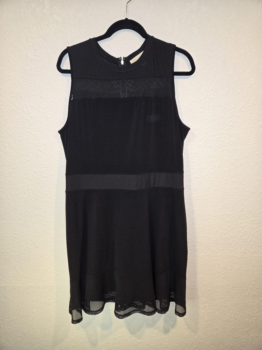 Michael Kors Black Textured Mesh Detail Dress Size 1X